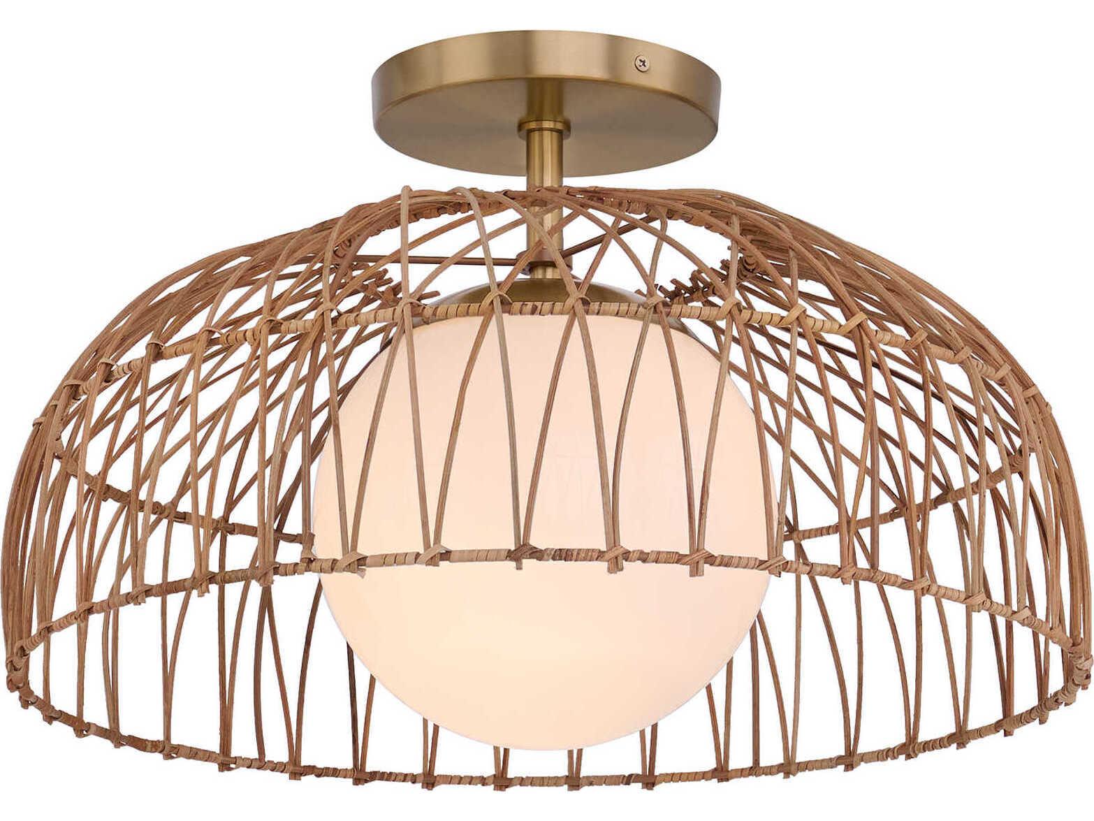 Savoy House Meridian 1-Light Natural Brass Dome Semi Flush Mount