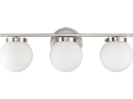 Savoy House Meridian 3-Light Brushed Nickel Glass Vanity Light