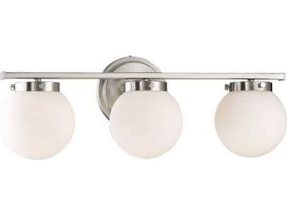 Savoy House Meridian 3-Light Brushed Nickel Glass Vanity Light
