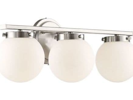 Savoy House Meridian 3-Light Brushed Nickel Glass Vanity Light