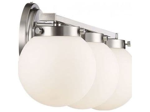 Savoy House Meridian 3-Light Brushed Nickel Glass Vanity Light
