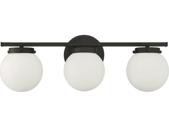 Savoy House Meridian 3-Light Matte Black Glass Vanity Light