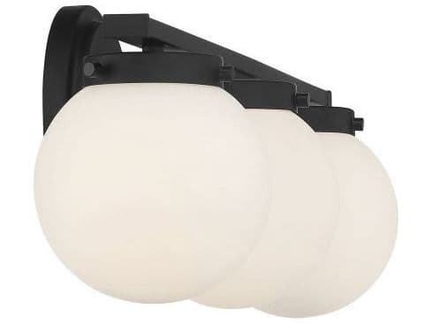 Savoy House Meridian 3-Light Matte Black Glass Vanity Light