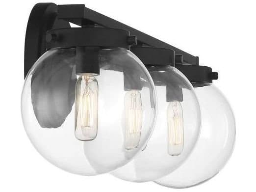 Savoy House Meridian 3-Light Matte Black Glass Vanity Light