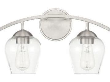 Savoy House Meridian 2-Light Brushed Nickel Glass Vanity Light