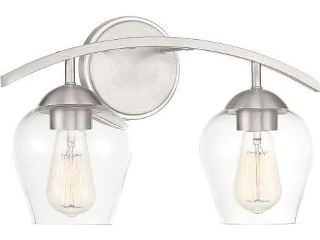 Savoy House Meridian 2-Light Brushed Nickel Glass Vanity Light