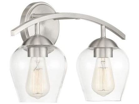 Savoy House Meridian 2-Light Brushed Nickel Glass Vanity Light