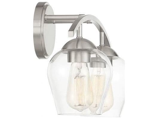 Savoy House Meridian 2-Light Brushed Nickel Glass Vanity Light