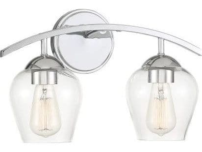Savoy House Meridian 2-Light Chrome Glass Vanity Light