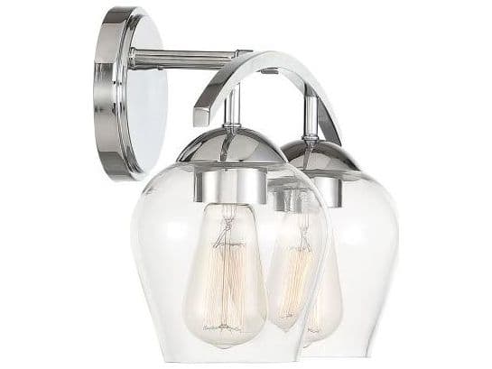 Savoy House Meridian 2-Light Chrome Glass Vanity Light