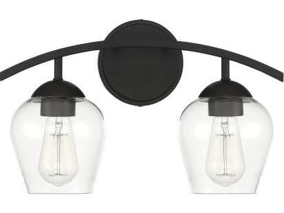 Savoy House Meridian 2-Light Matte Black Glass Vanity Light