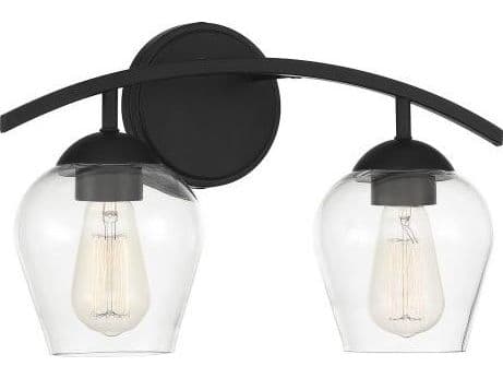 Savoy House Meridian 2-Light Matte Black Glass Vanity Light