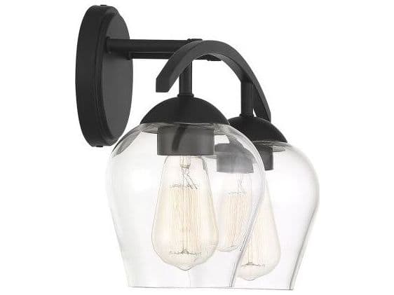 Savoy House Meridian 2-Light Matte Black Glass Vanity Light
