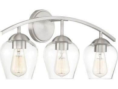 Savoy House Meridian 3-Light Brushed Nickel Glass Vanity Light
