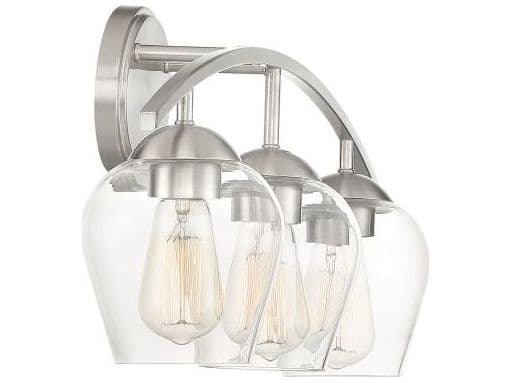 Savoy House Meridian 3-Light Brushed Nickel Glass Vanity Light