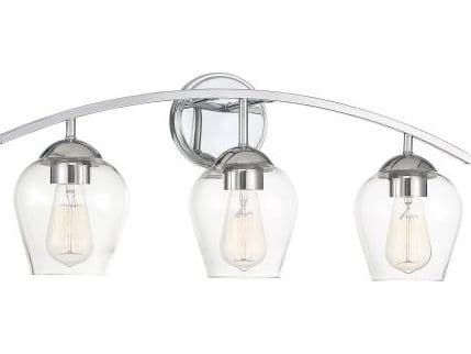 Savoy House Meridian 3-Light Chrome Glass Vanity Light