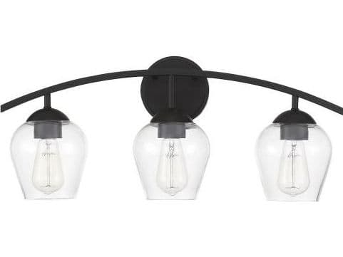 Savoy House Meridian 3-Light Matte Black Glass Vanity Light