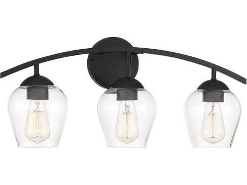 Savoy House Meridian 3-Light Matte Black Glass Vanity Light