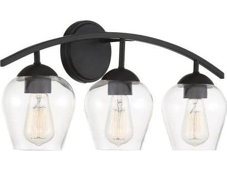 Savoy House Meridian 3-Light Matte Black Glass Vanity Light