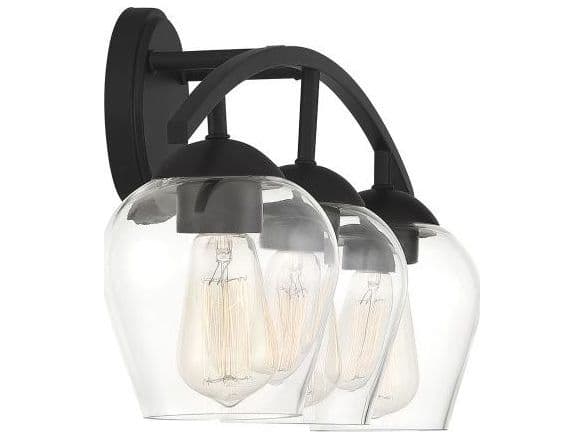 Savoy House Meridian 3-Light Matte Black Glass Vanity Light