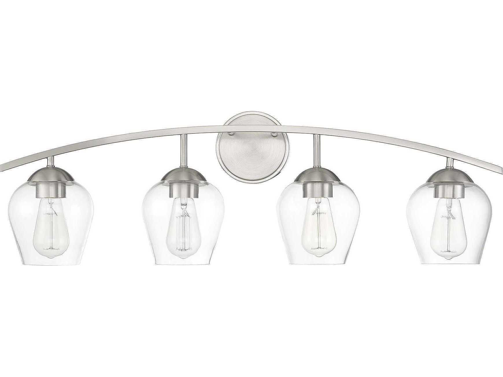 Savoy House Meridian 4-Light Brushed Nickel Glass Vanity Light