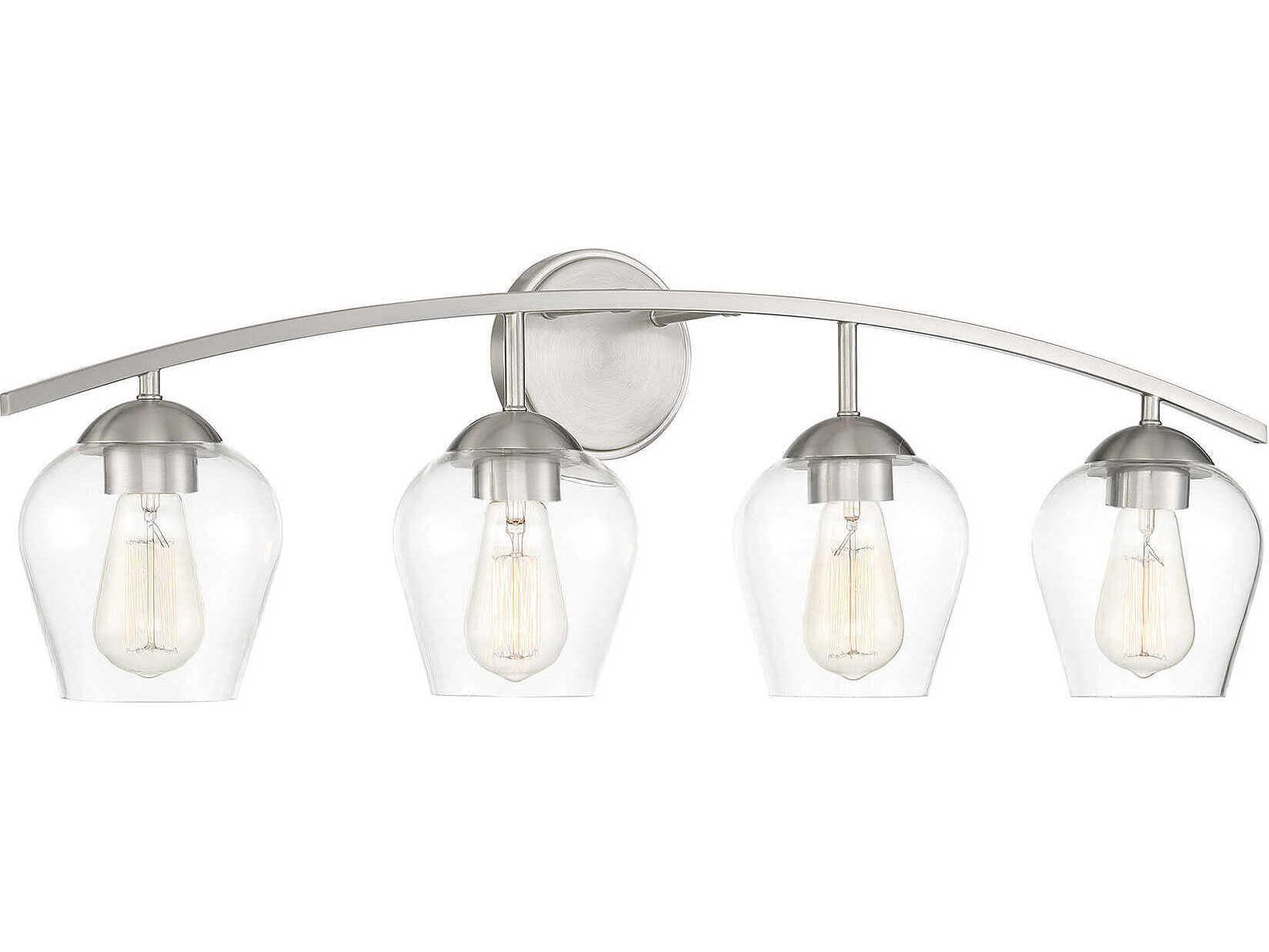 Savoy House Meridian 4-Light Brushed Nickel Glass Vanity Light