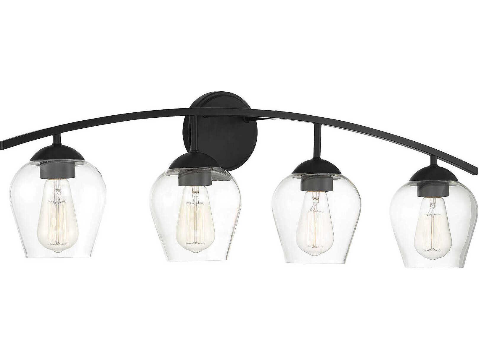 Savoy House Meridian 4-Light Matte Black Glass Vanity Light