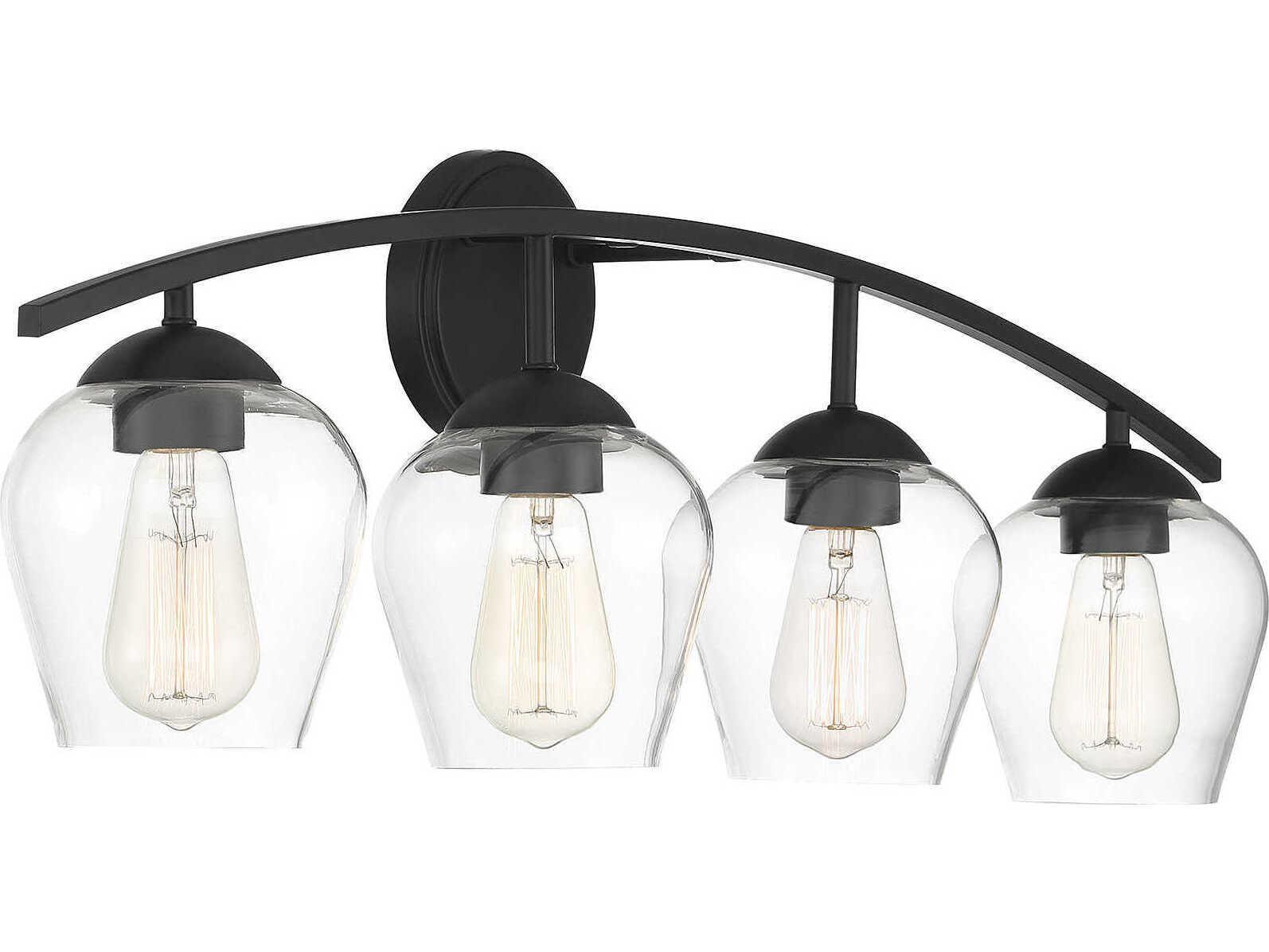 Savoy House Meridian 4-Light Matte Black Glass Vanity Light