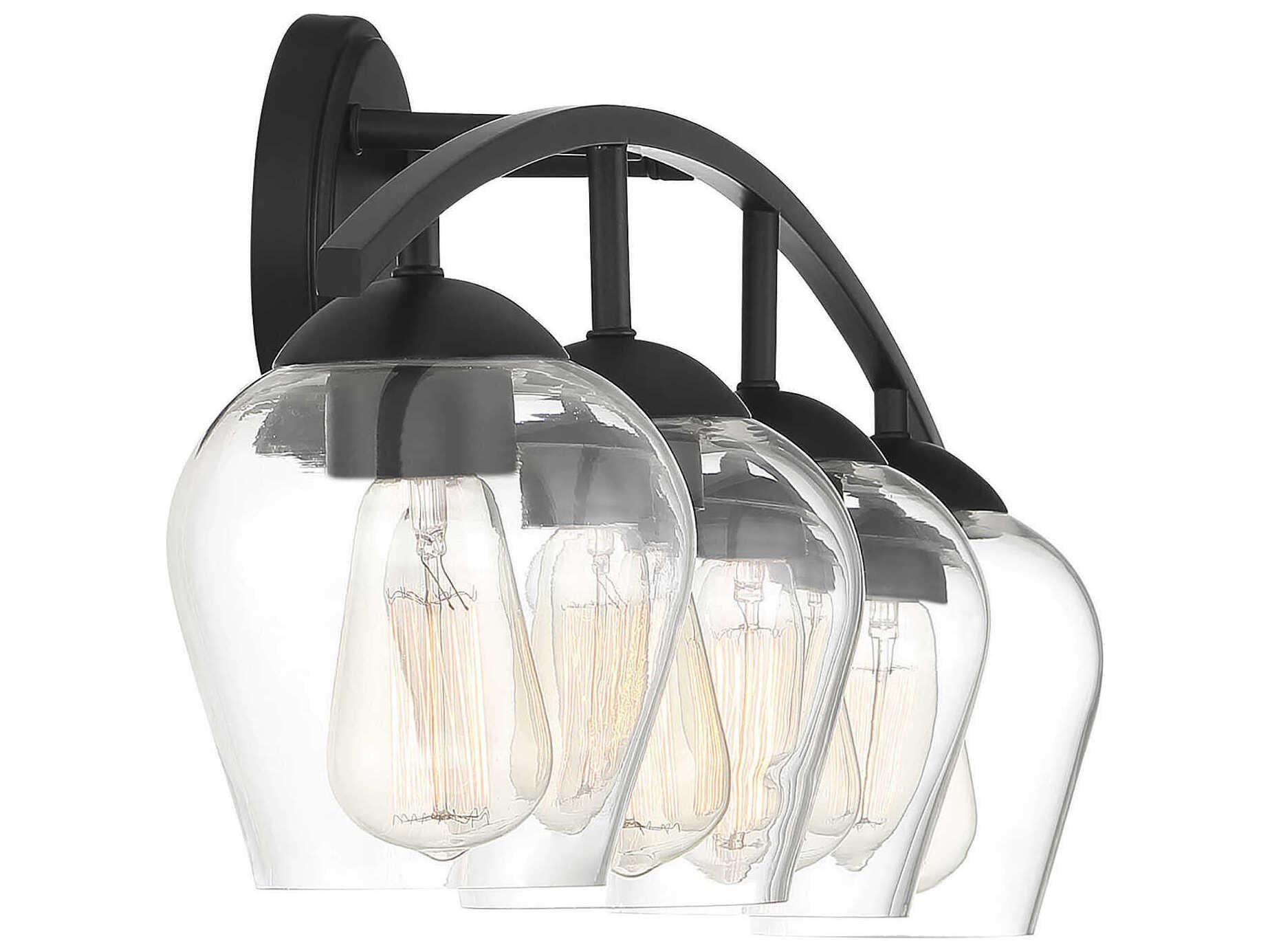 Savoy House Meridian 4-Light Matte Black Glass Vanity Light