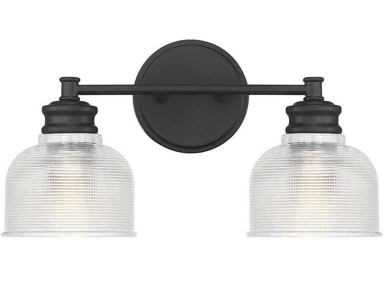 Savoy House Meridian 2-Light Matte Black Glass Vanity Light