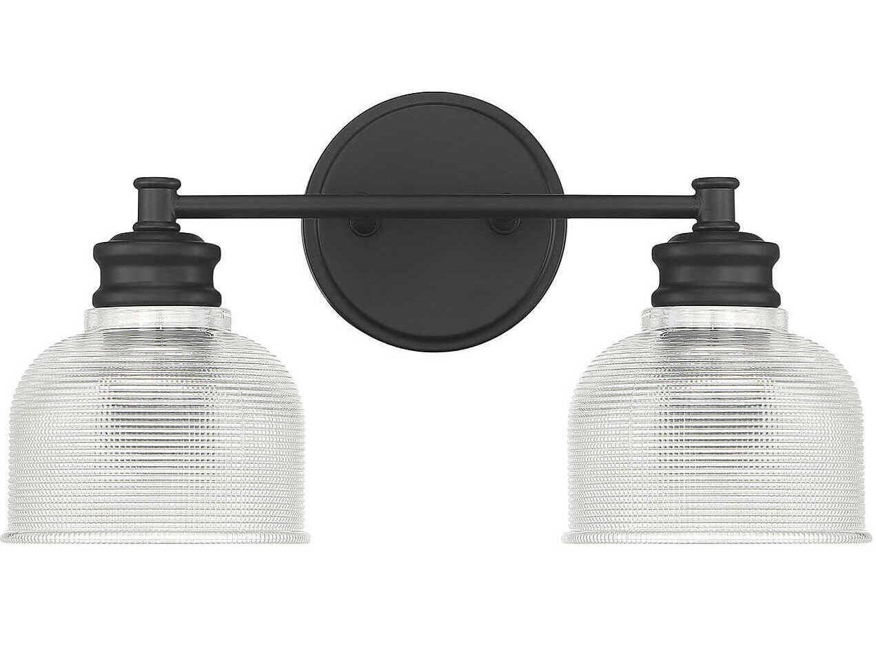 Savoy House Meridian 2-Light Matte Black Glass Vanity Light