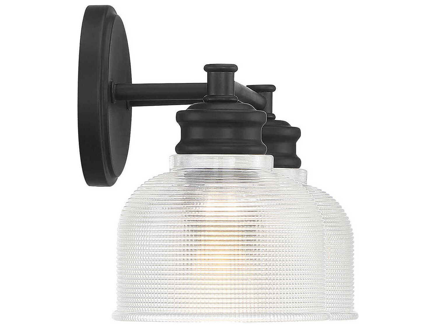 Savoy House Meridian 2-Light Matte Black Glass Vanity Light