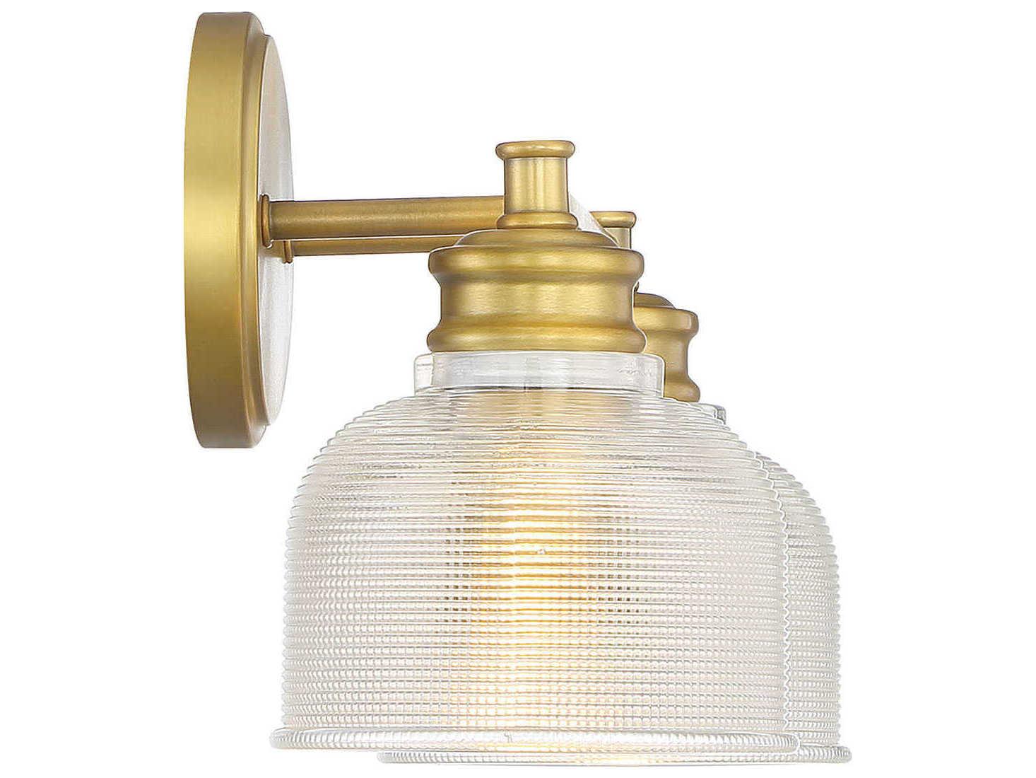 Savoy House Meridian 2-Light Natural Brass Glass Vanity Light