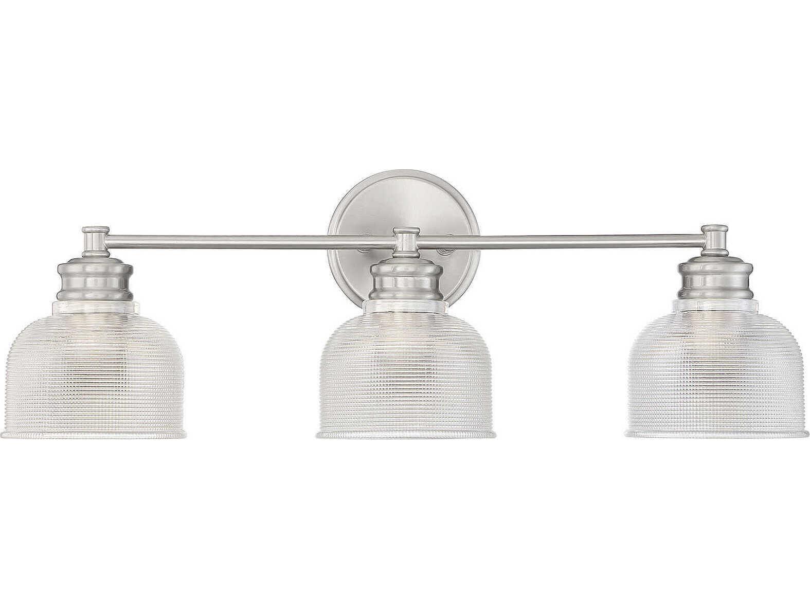 Savoy House Meridian 3-Light Brushed Nickel Glass Vanity Light