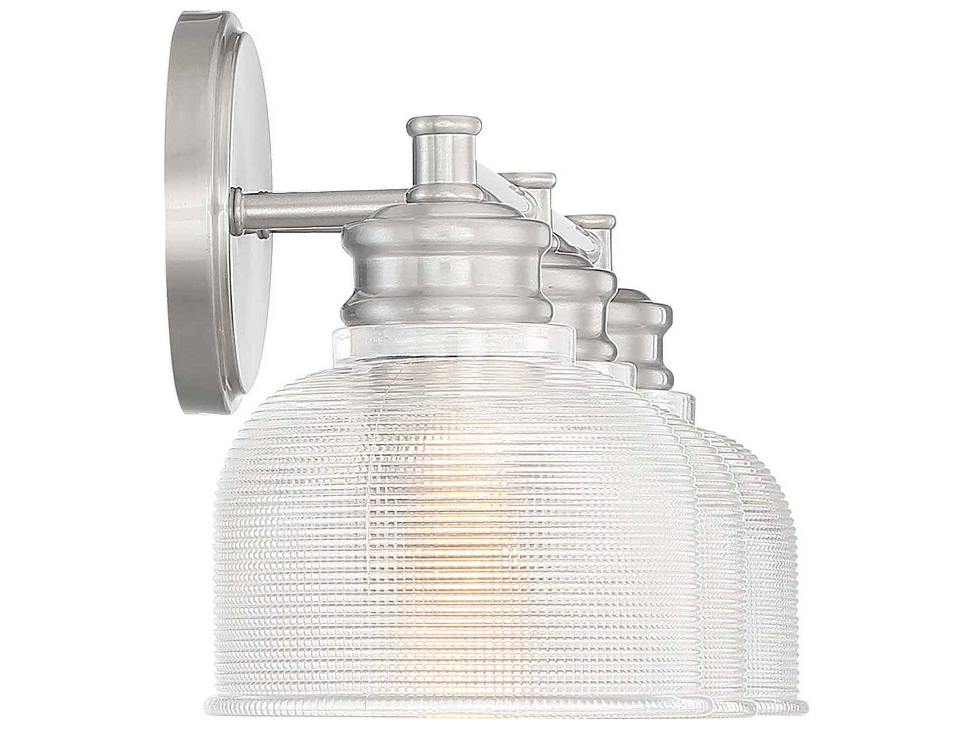 Savoy House Meridian 3-Light Brushed Nickel Glass Vanity Light