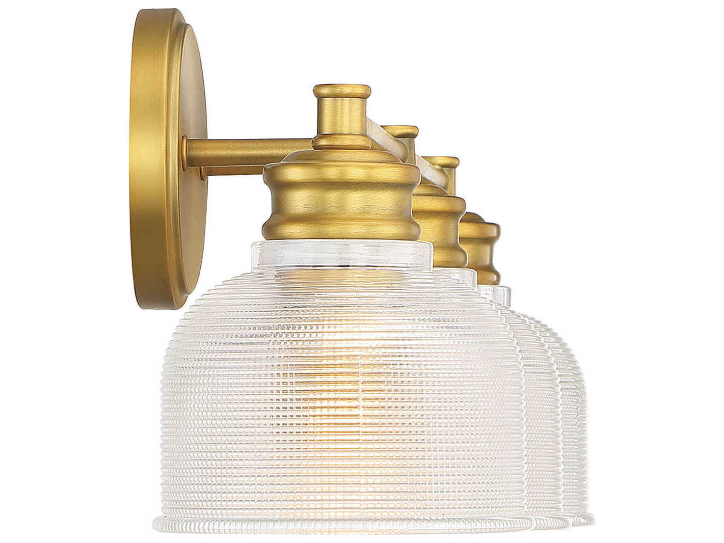 Savoy House Meridian 3-Light Natural Brass Glass Vanity Light