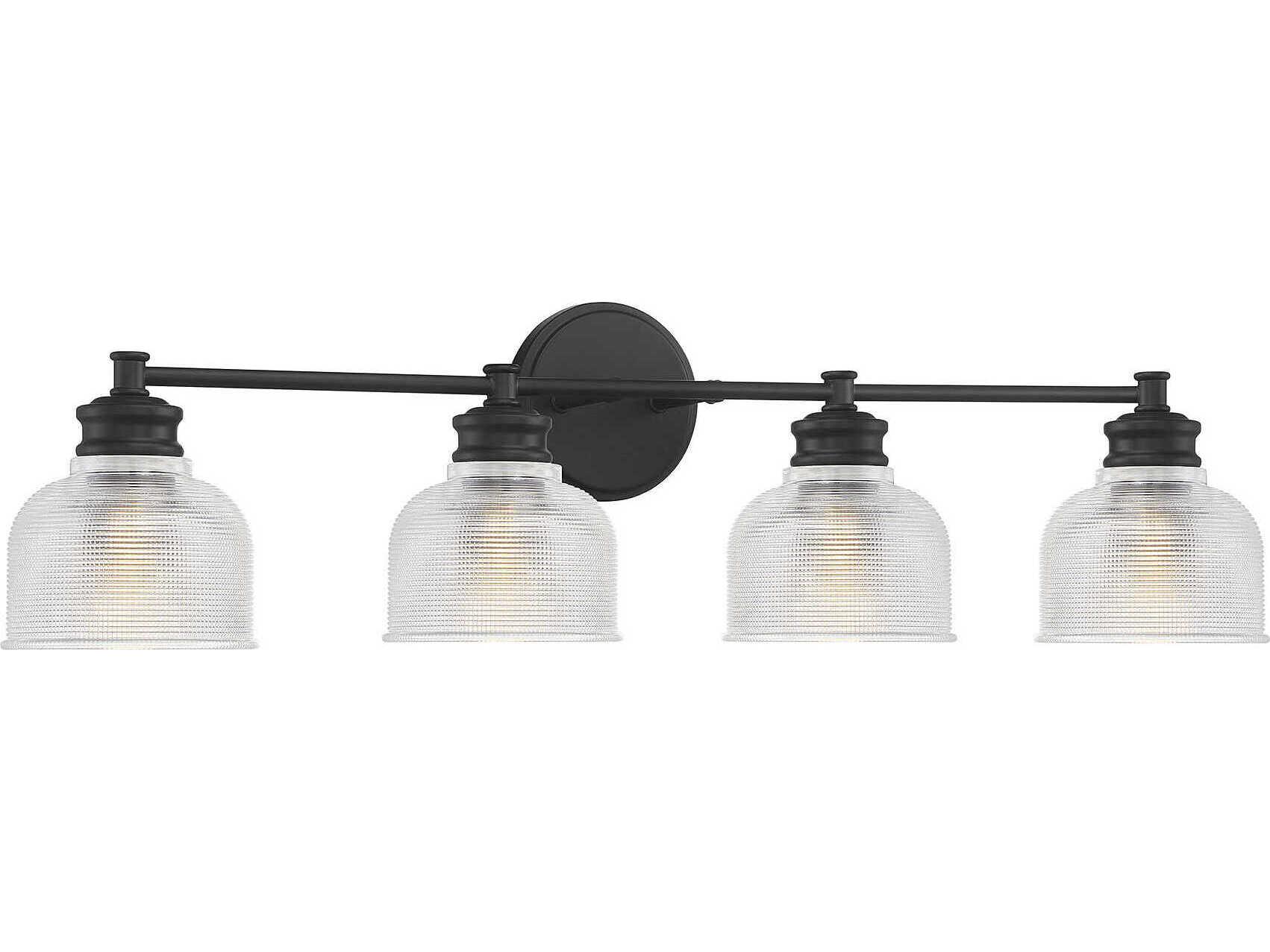 Savoy House Meridian 4-Light Matte Black Glass Vanity Light