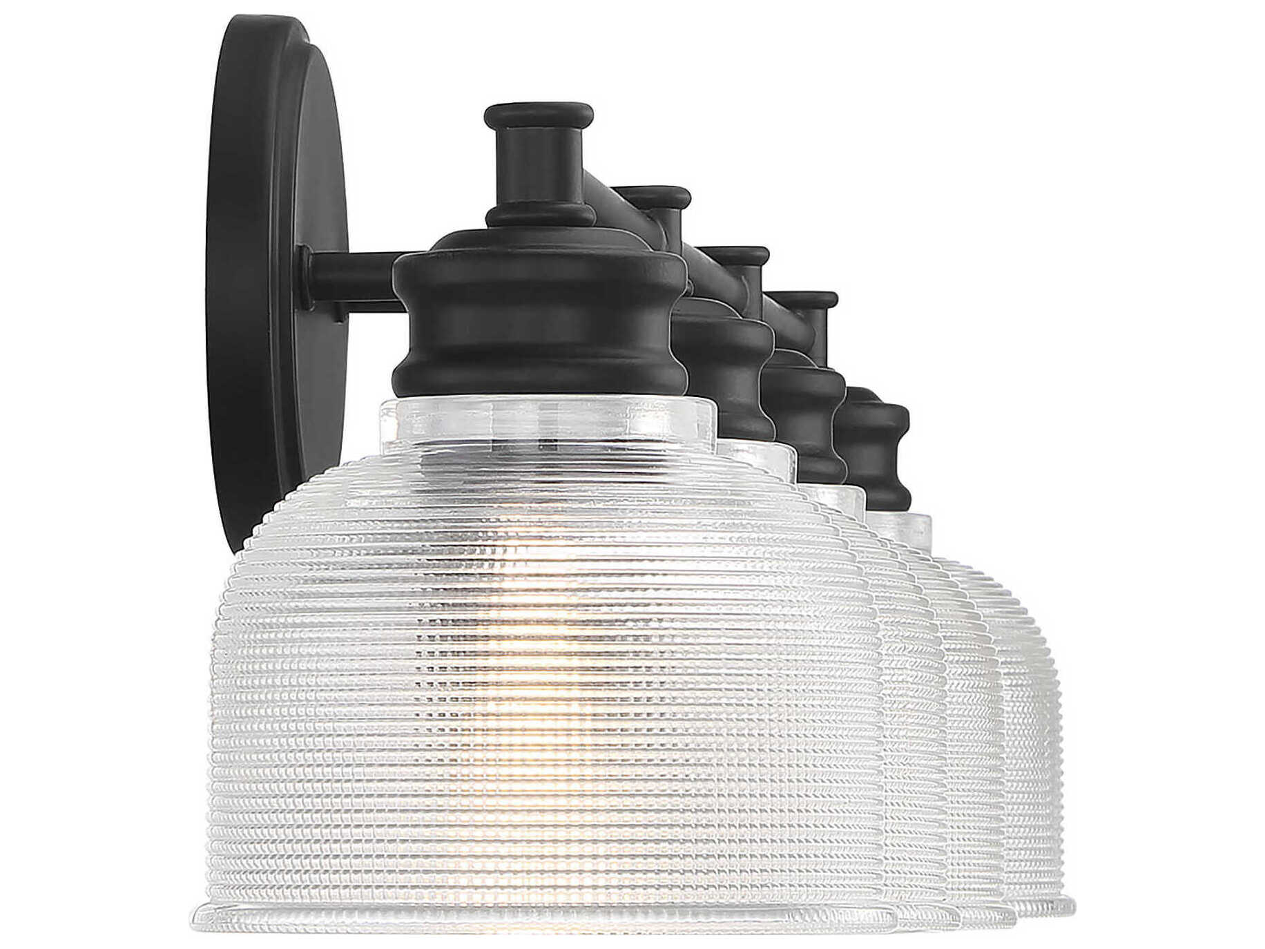 Savoy House Meridian 4-Light Matte Black Glass Vanity Light