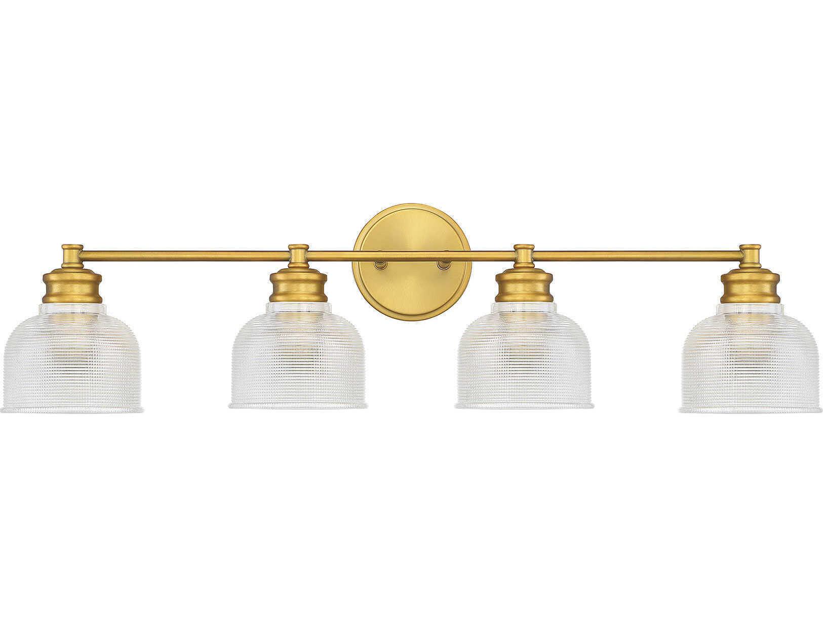 Savoy House Meridian 4-Light Natural Brass Glass Vanity Light