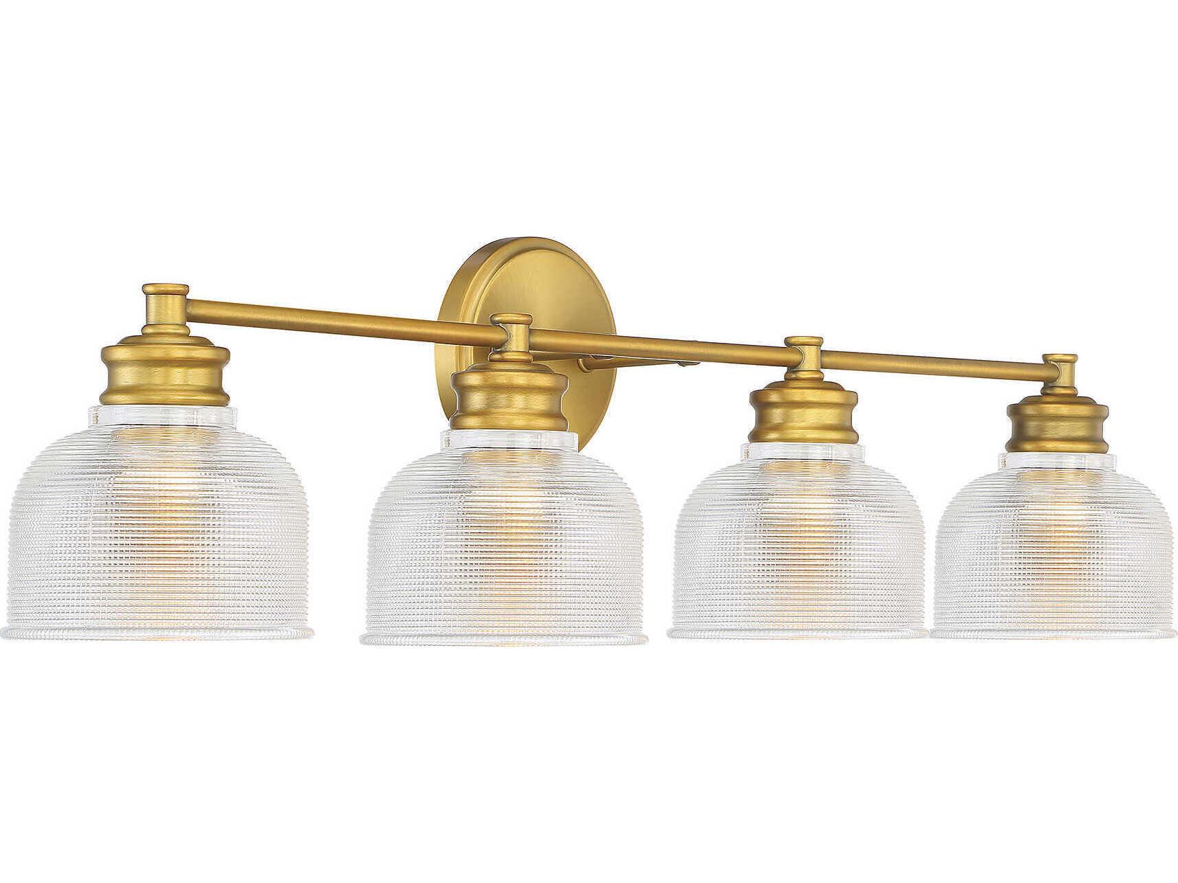 Savoy House Meridian 4-Light Natural Brass Glass Vanity Light