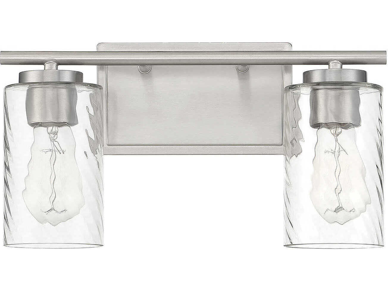 Savoy House Meridian 2-Light Brushed Nickel Glass Vanity Light