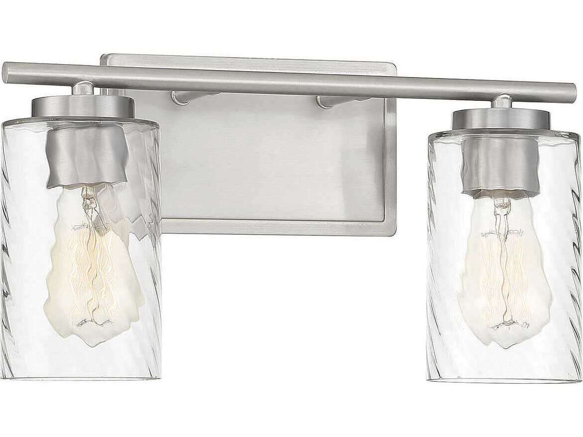 Savoy House Meridian 2-Light Brushed Nickel Glass Vanity Light