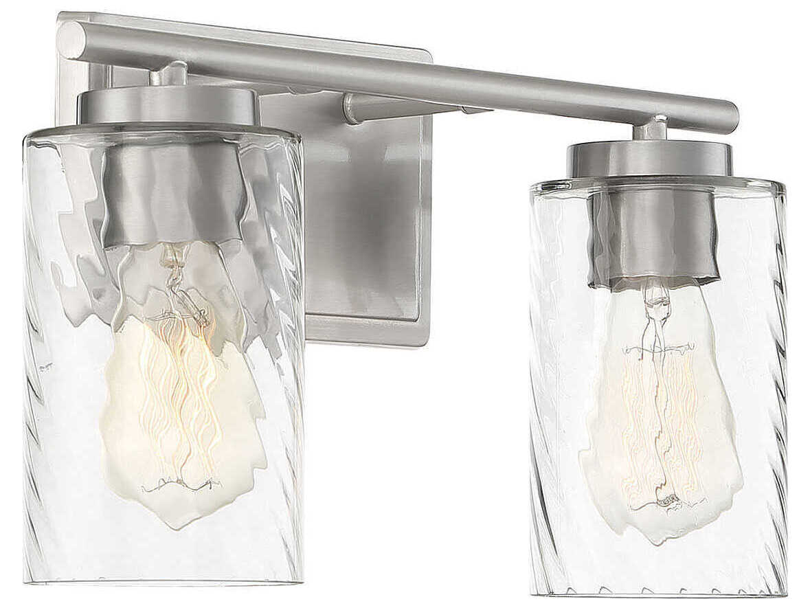 Savoy House Meridian 2-Light Brushed Nickel Glass Vanity Light