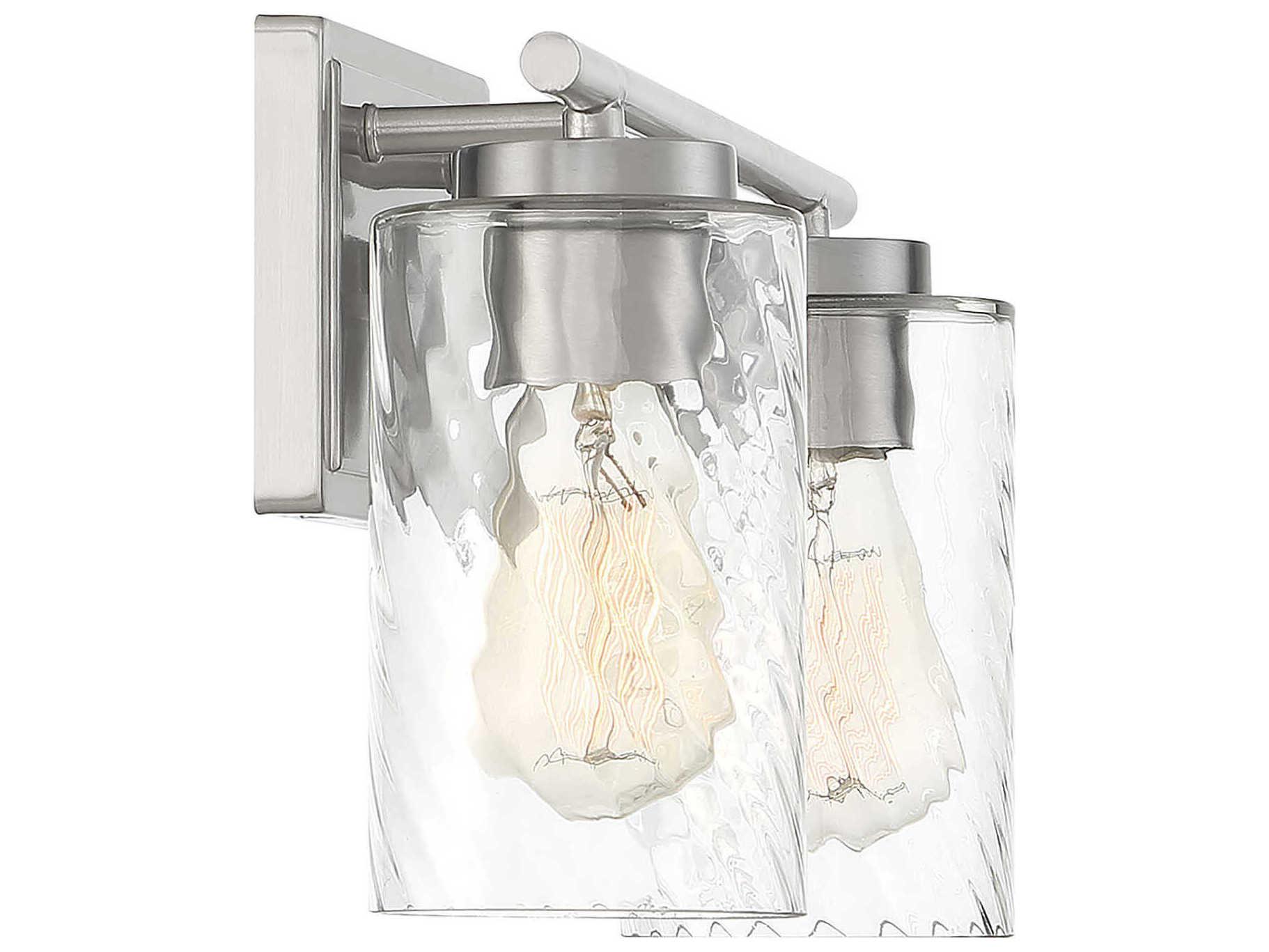 Savoy House Meridian 2-Light Brushed Nickel Glass Vanity Light