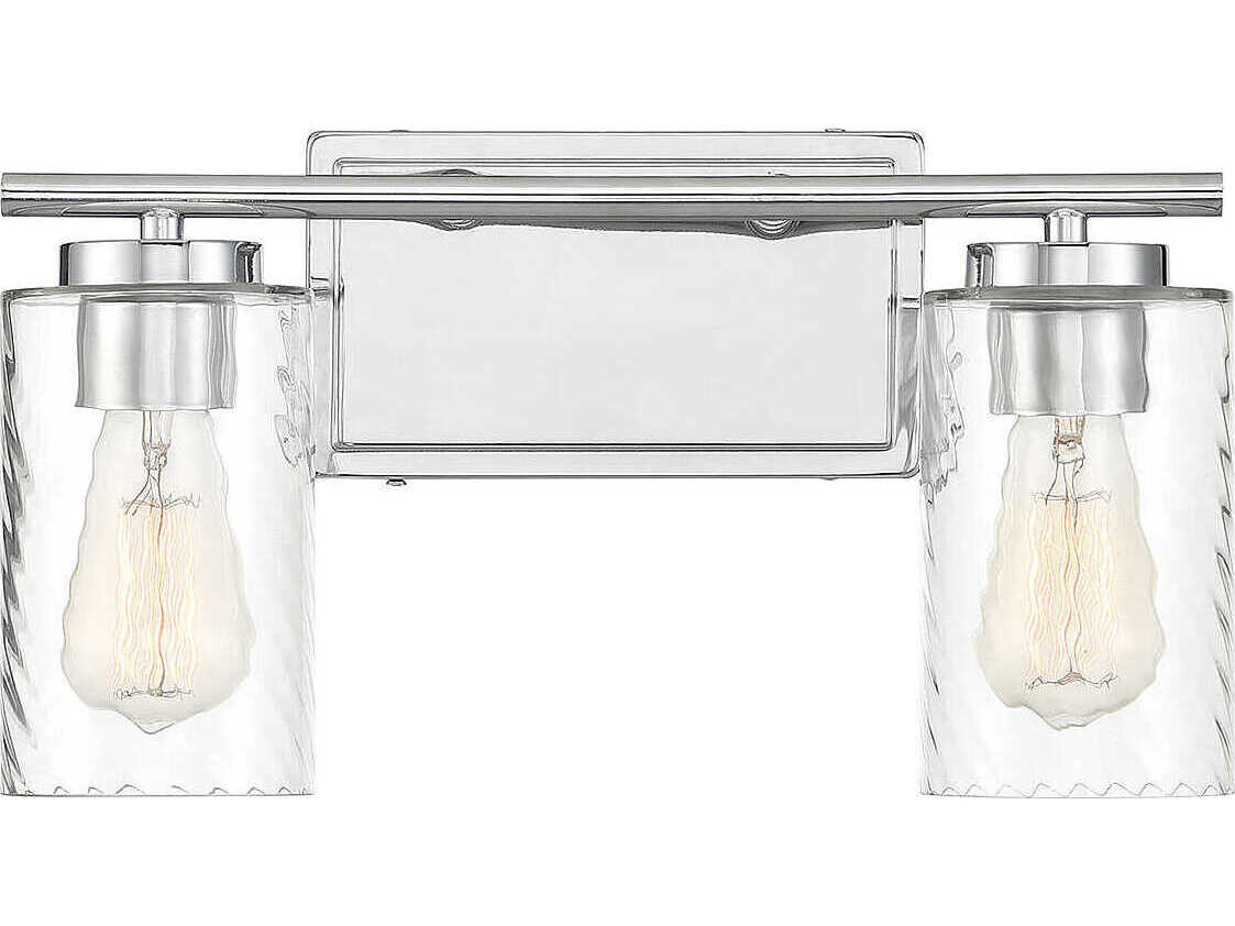 Savoy House Meridian 2-Light Chrome Glass Vanity Light