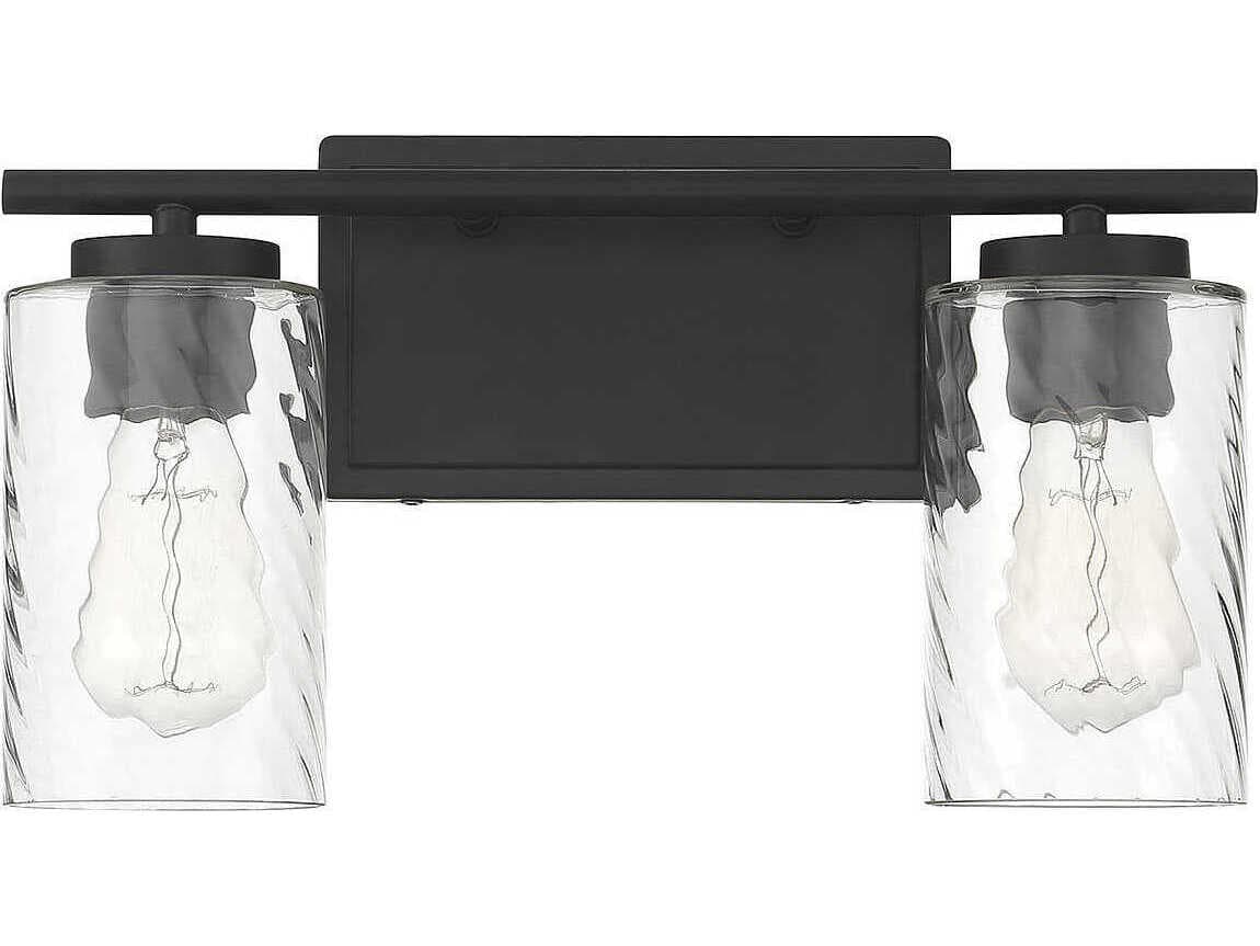 Savoy House Meridian 2-Light Matte Black Glass Vanity Light