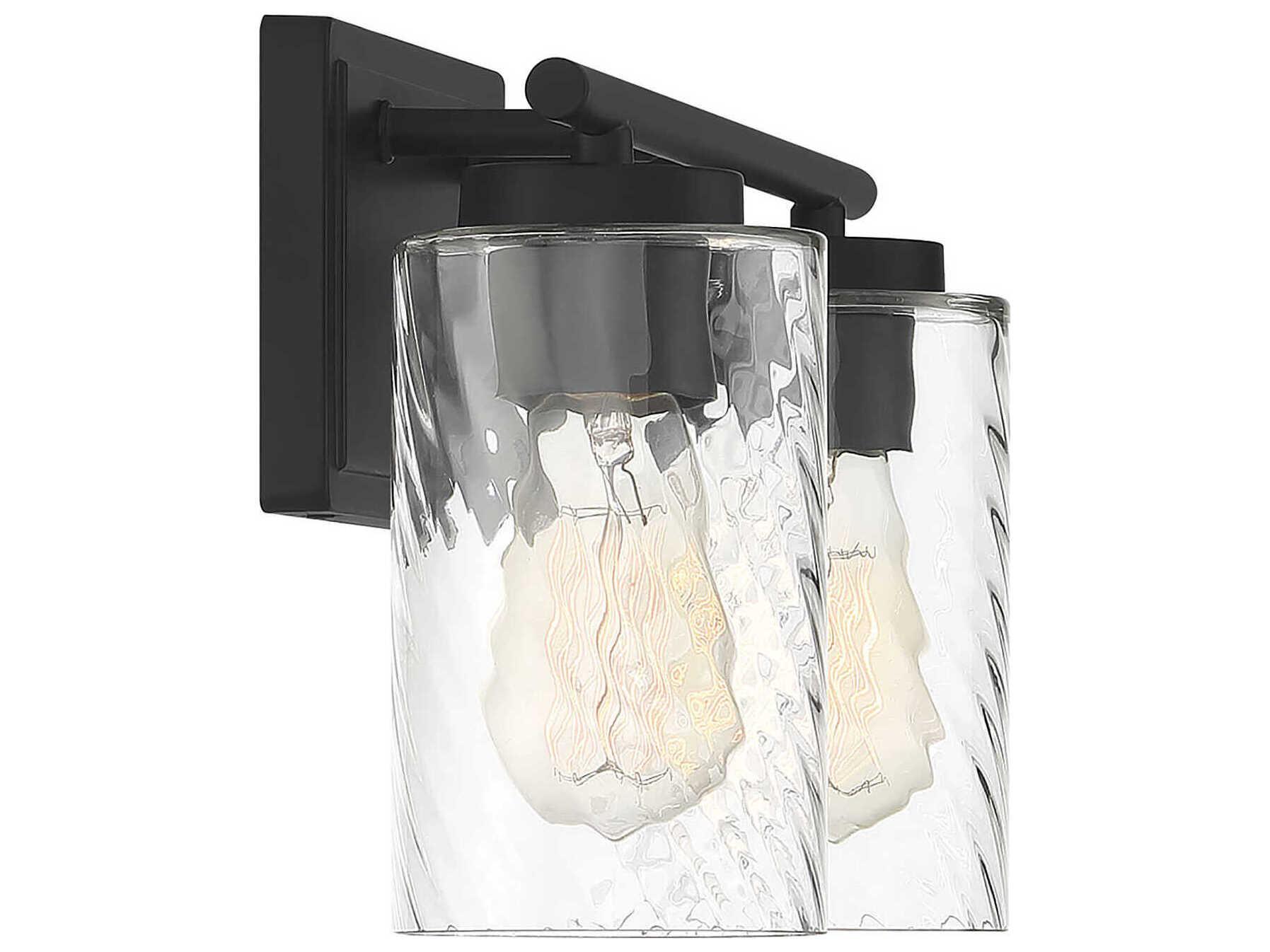 Savoy House Meridian 2-Light Matte Black Glass Vanity Light