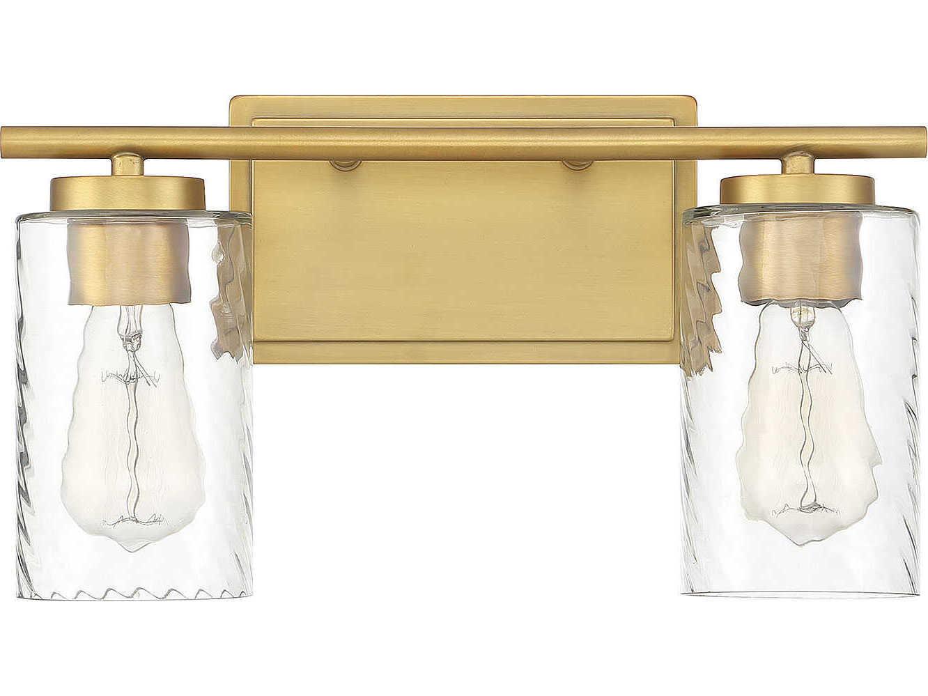 Savoy House Meridian 2-Light Natural Brass Glass Vanity Light
