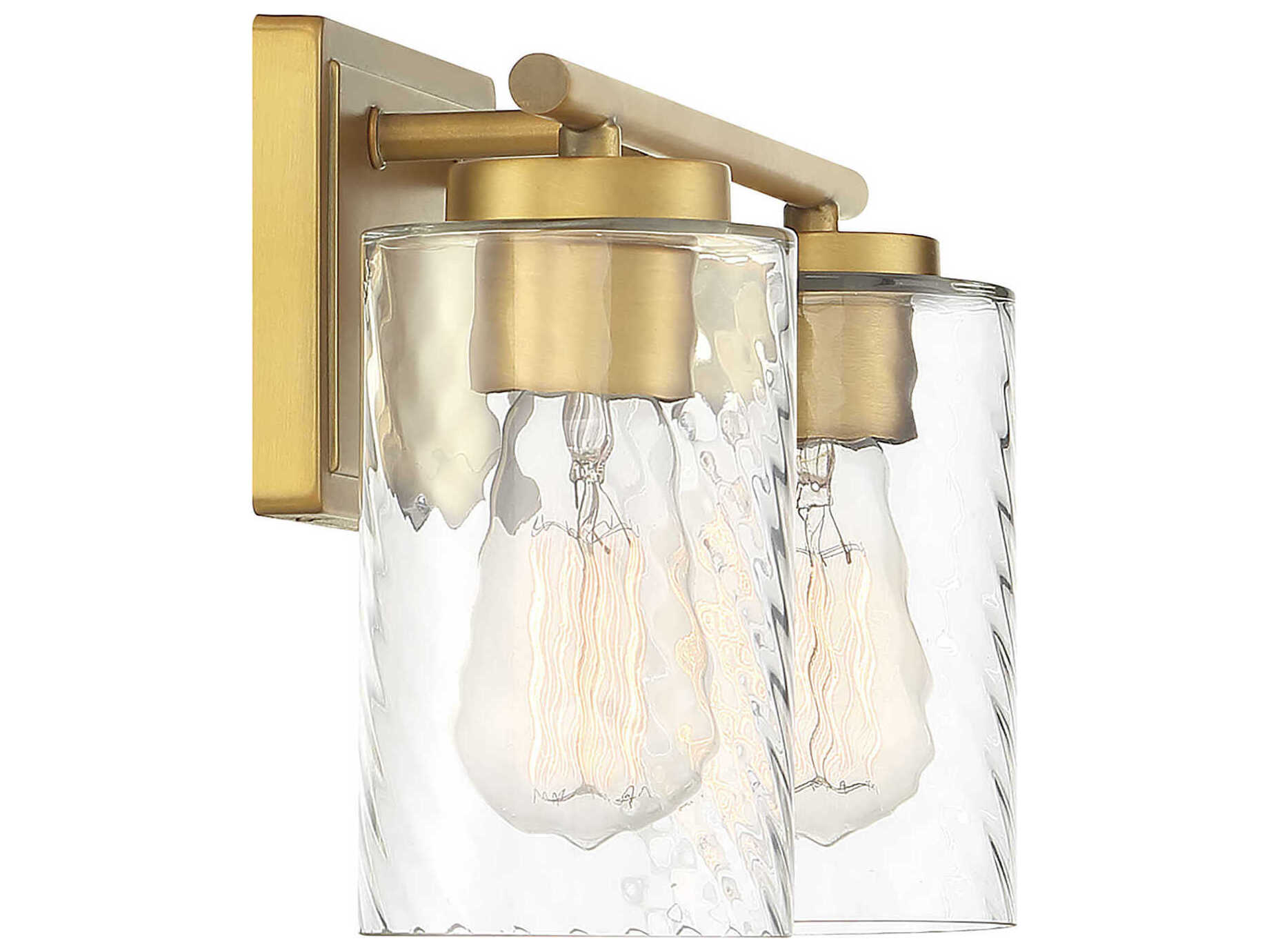 Savoy House Meridian 2-Light Natural Brass Glass Vanity Light