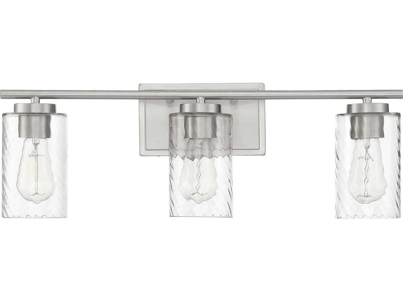 Savoy House Meridian 3-Light Brushed Nickel Glass Vanity Light